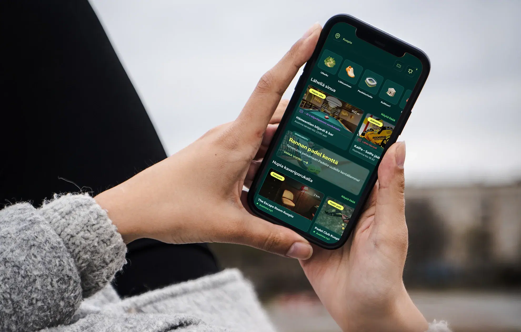 Hobbly-sovelluksen mockup